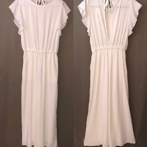 Wide Leg White Jumpsuit With Cutout Back NWT Size Large Brand Mod Ref